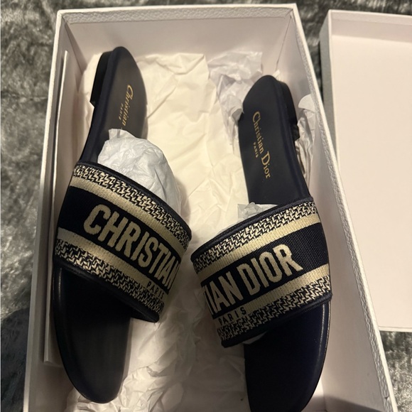 Dior Women's Navy and Tan Sandals - Picture 1 of 4